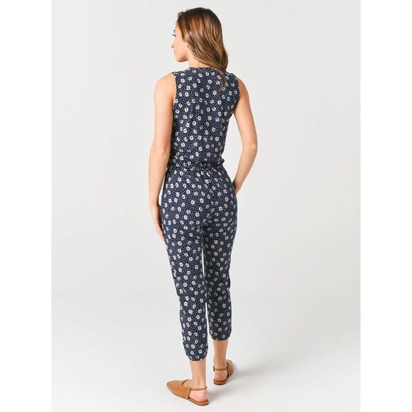 Sundry Ditsy Floral Wrap Jumpsuit - Navy 1/S - Picture 3 of 13